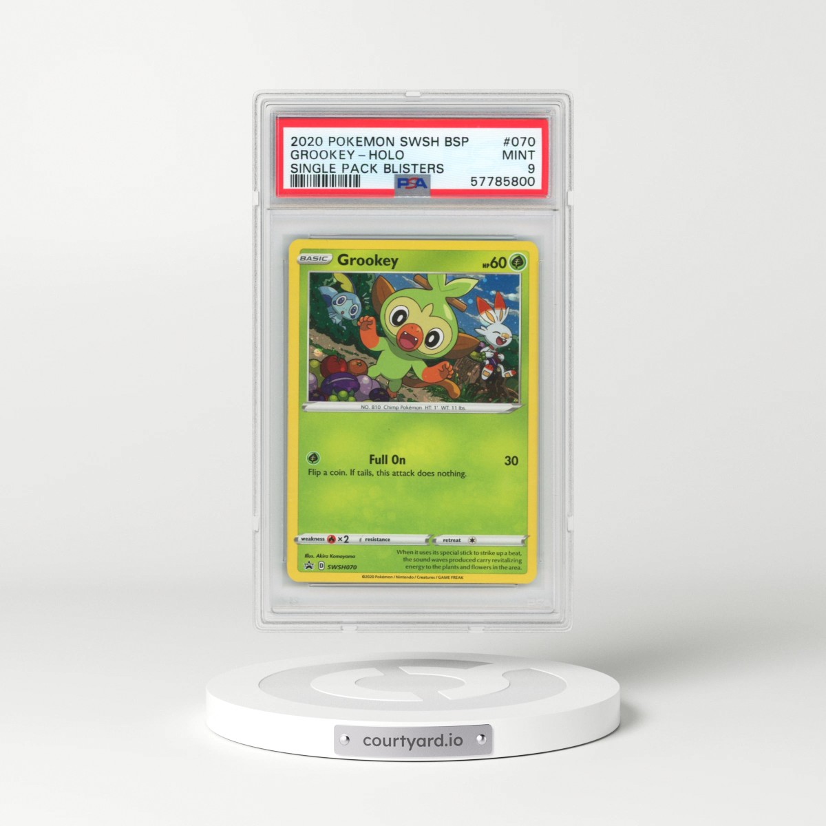 2020 Pokémon Swsh Black Star Promo #070 Grookey - Holo Single Pack Blisters (PSA 9 MINT)