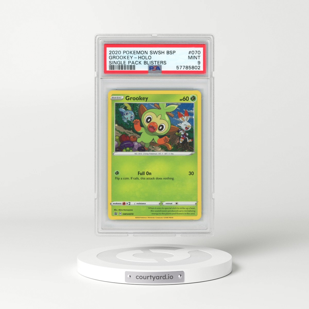 2020 Pokémon Swsh Black Star Promo #070 Grookey - Holo Single Pack Blisters (PSA 9 MINT)
