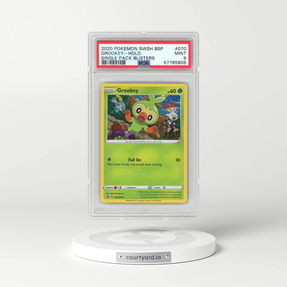 2020 Pokémon Swsh Black Star Promo #070 Grookey - Holo Single Pack Blisters (PSA 9 MINT)
