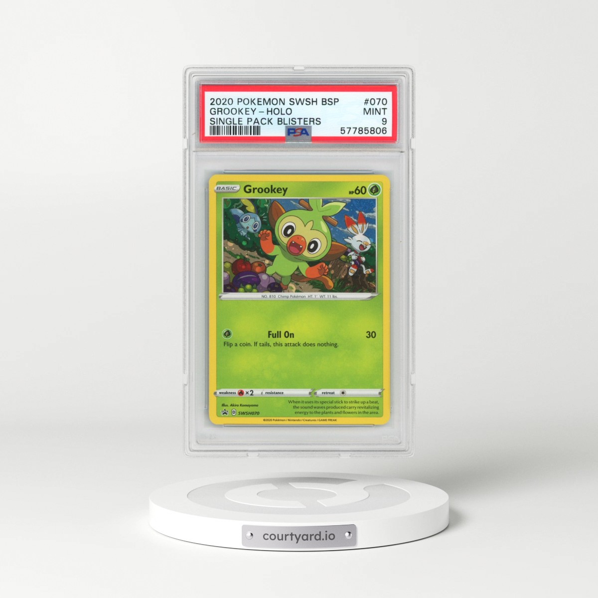 2020 Pokémon Swsh Black Star Promo #070 Grookey - Holo Single Pack Blisters (PSA 9 MINT)