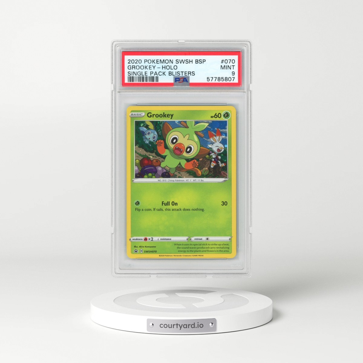 2020 Pokémon Swsh Black Star Promo #070 Grookey - Holo Single Pack Blisters (PSA 9 MINT)