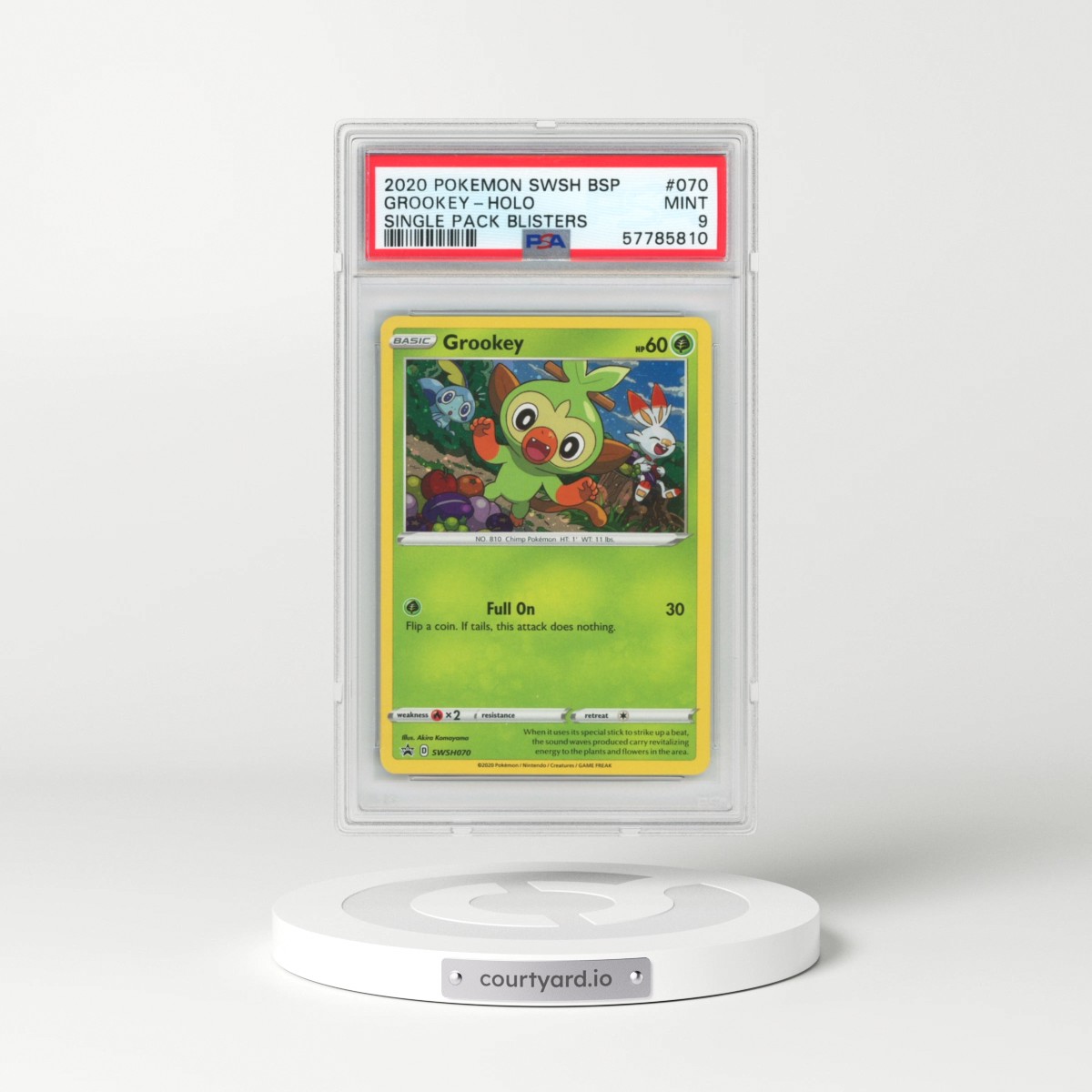 2020 Pokémon Swsh Black Star Promo #070 Grookey - Holo Single Pack Blisters (PSA 9 MINT)