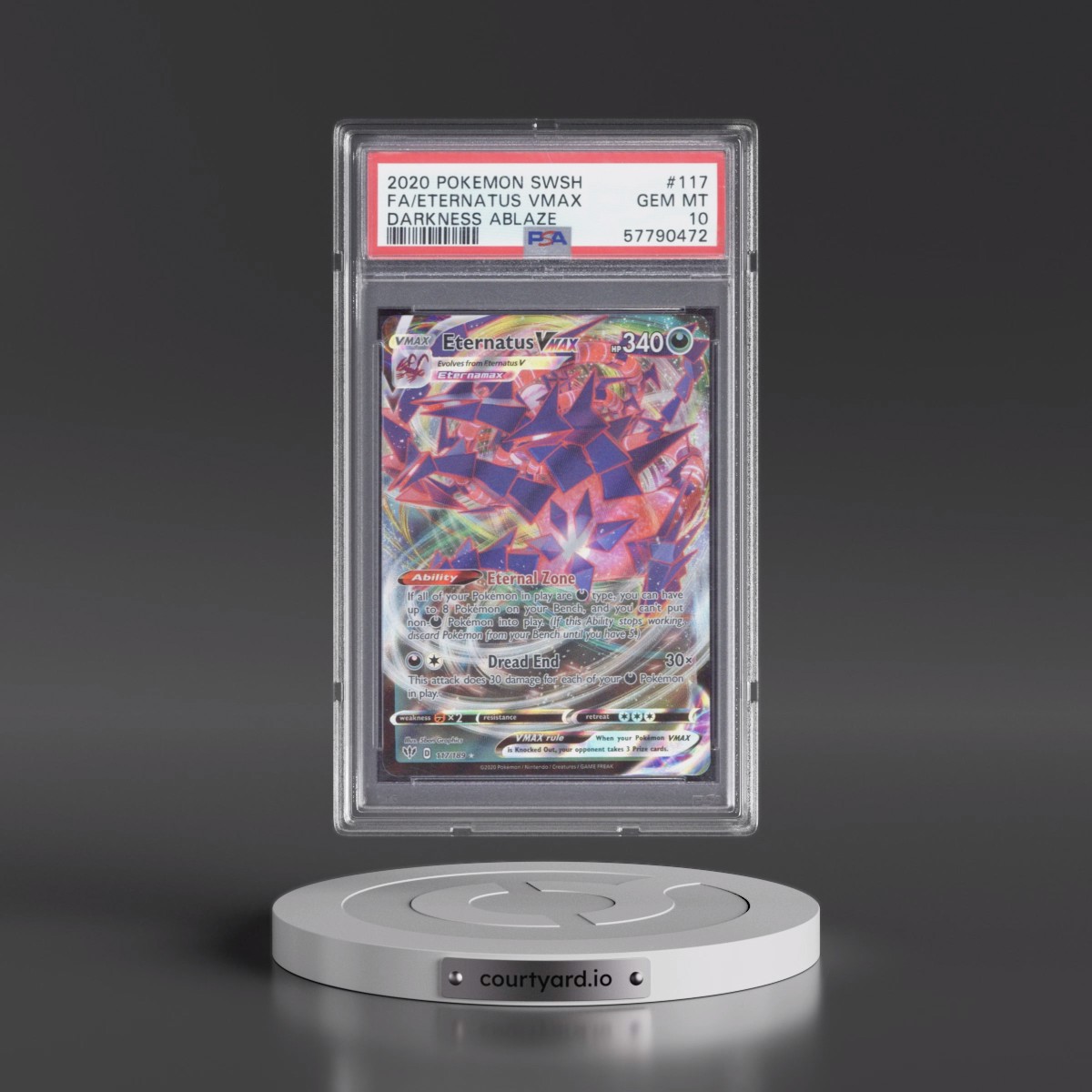2020 Pokémon Sword & Shield Darkness Ablaze #117 Eternatus Vmax - Full Art (PSA 10 GEM MINT)