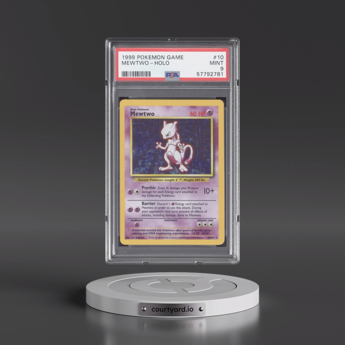 mewtwo holographic card 1999 MEWTWO-HOLO | 1999 POKEMON GAME 10 | SHADOWLESS