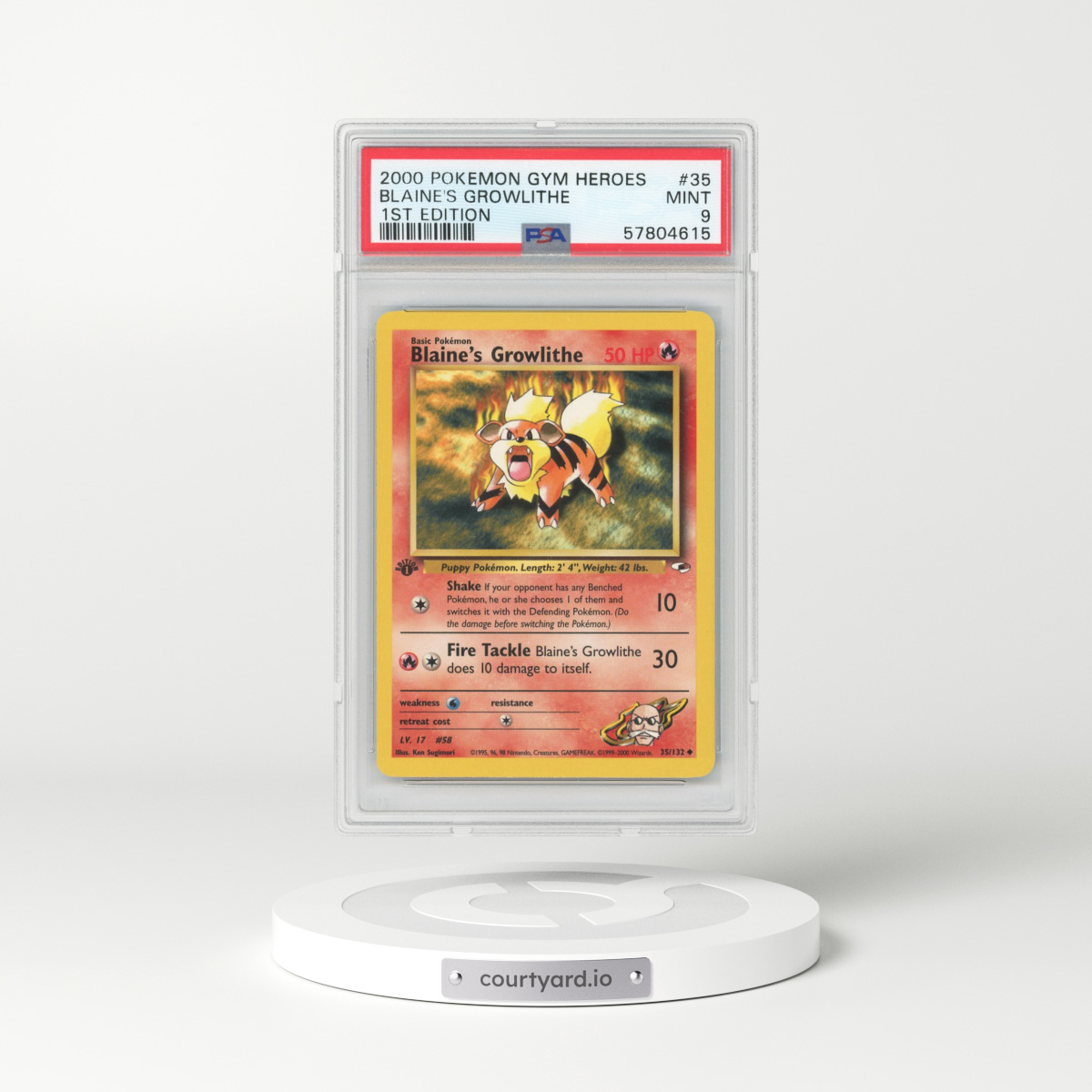 2000 Gym Heroes #35 Blaine's Growlithe - 1st Edition (PSA 9 MINT)