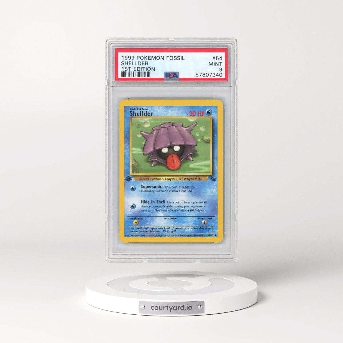 1999 Pokémon Fossil #54 Shellder - 1st Edition (PSA 9 MINT)