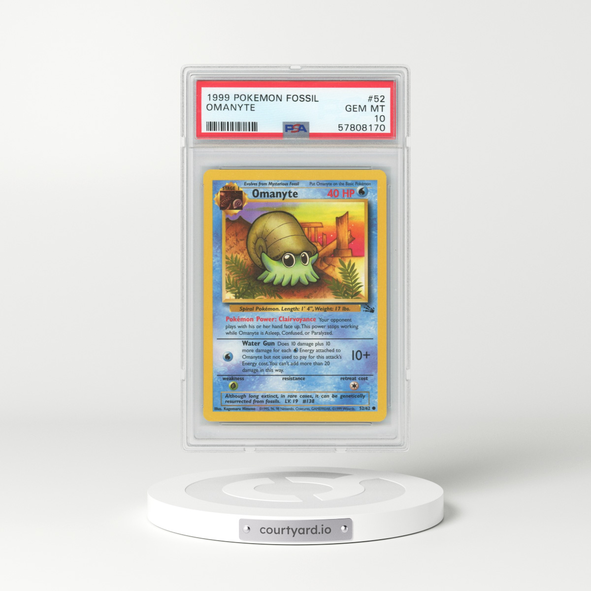 1999 Fossil #52 Omanyte (PSA 10 GEM MINT)