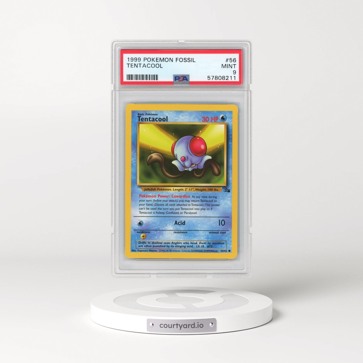 1999 Fossil #56 Tentacool (PSA 9 MINT)