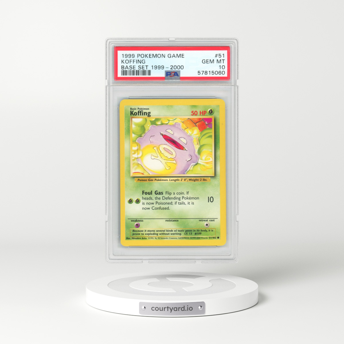 1999 Pokémon Game #51 Koffing - Base Set 1999-2000 (PSA 10 GEM MINT)