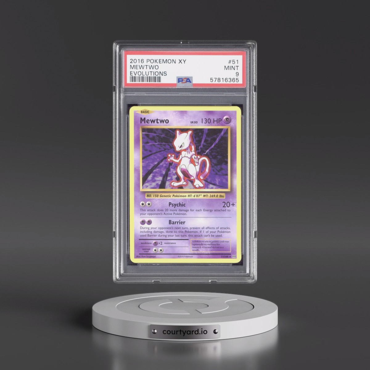 2016 Pokémon XY Evolutions Mewtwo #51 PSA 9
