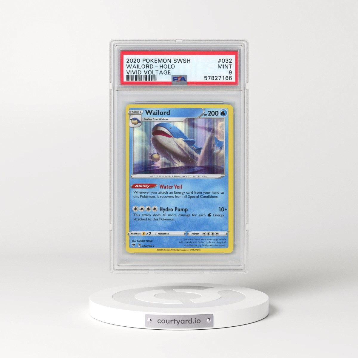2020 Pokémon Sword & Shield Vivid Voltage #032 Wailord - Holo (PSA 9 MINT)
