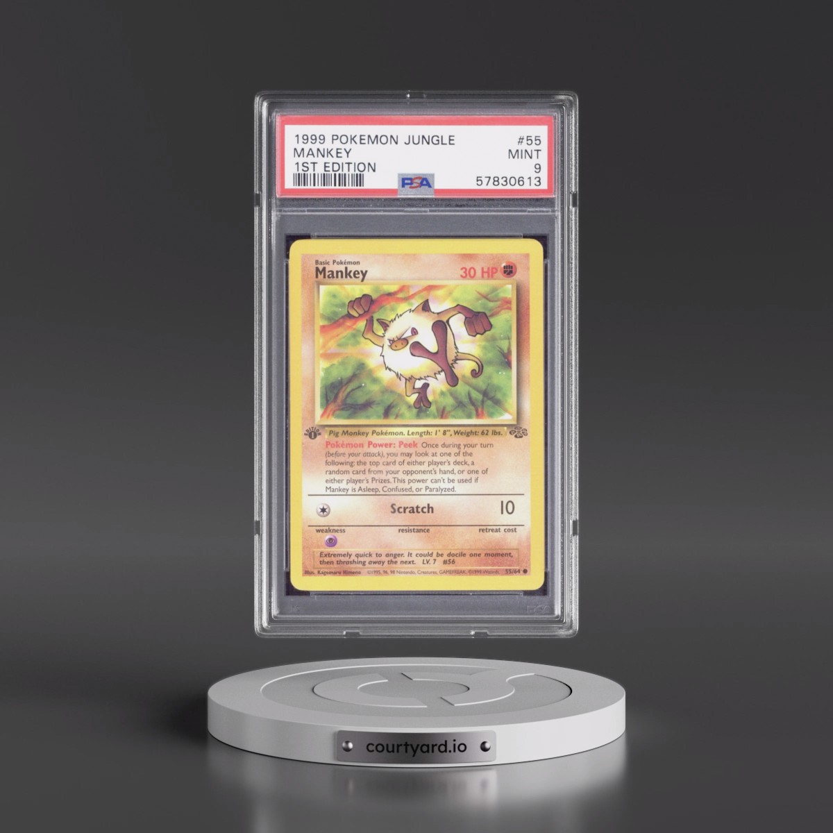 1999 Pokémon Jungle #55 Mankey - 1st Edition (PSA 9 MINT)