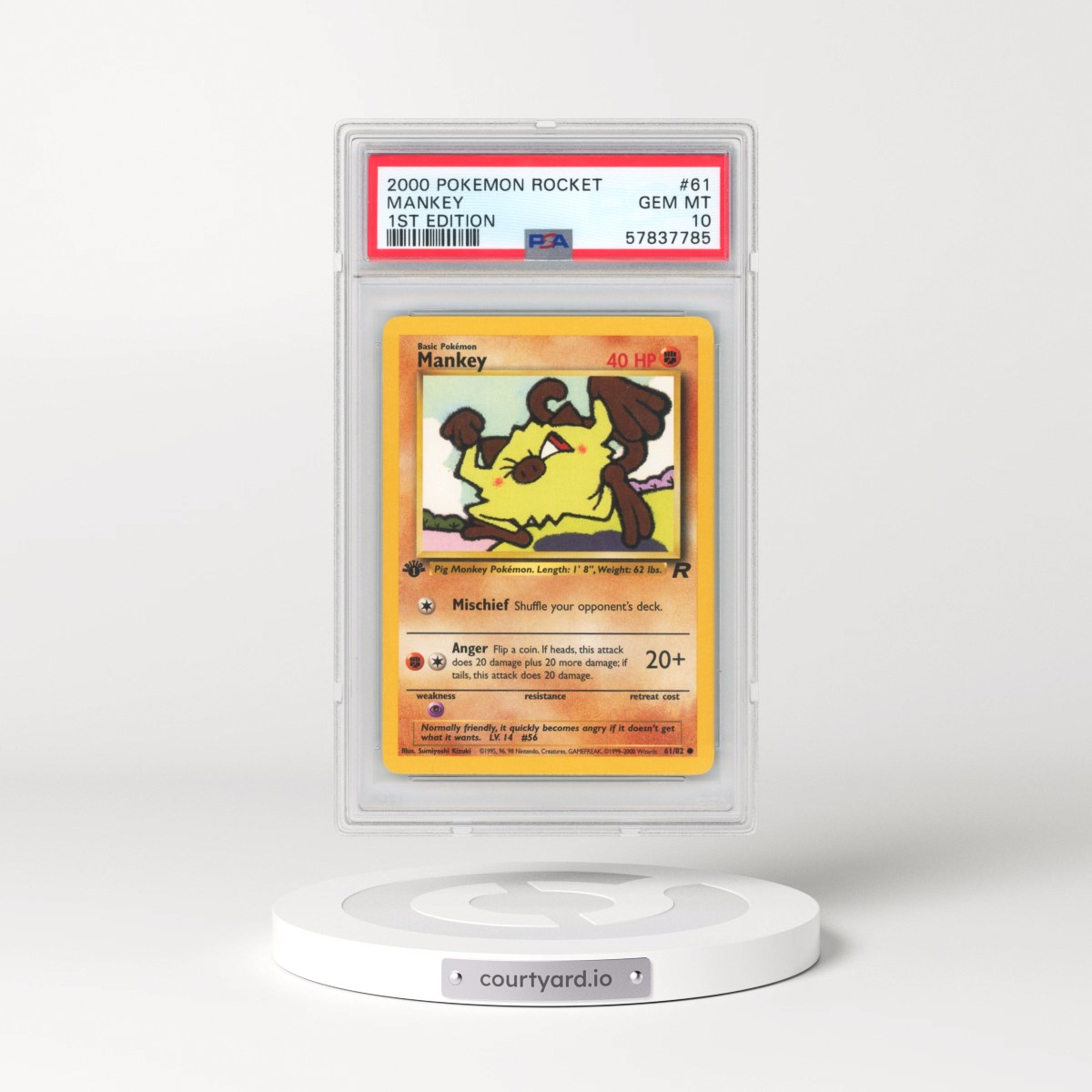 2000 Pokémon Rocket #61 Mankey - 1st Edition (PSA 10 GEM MINT)