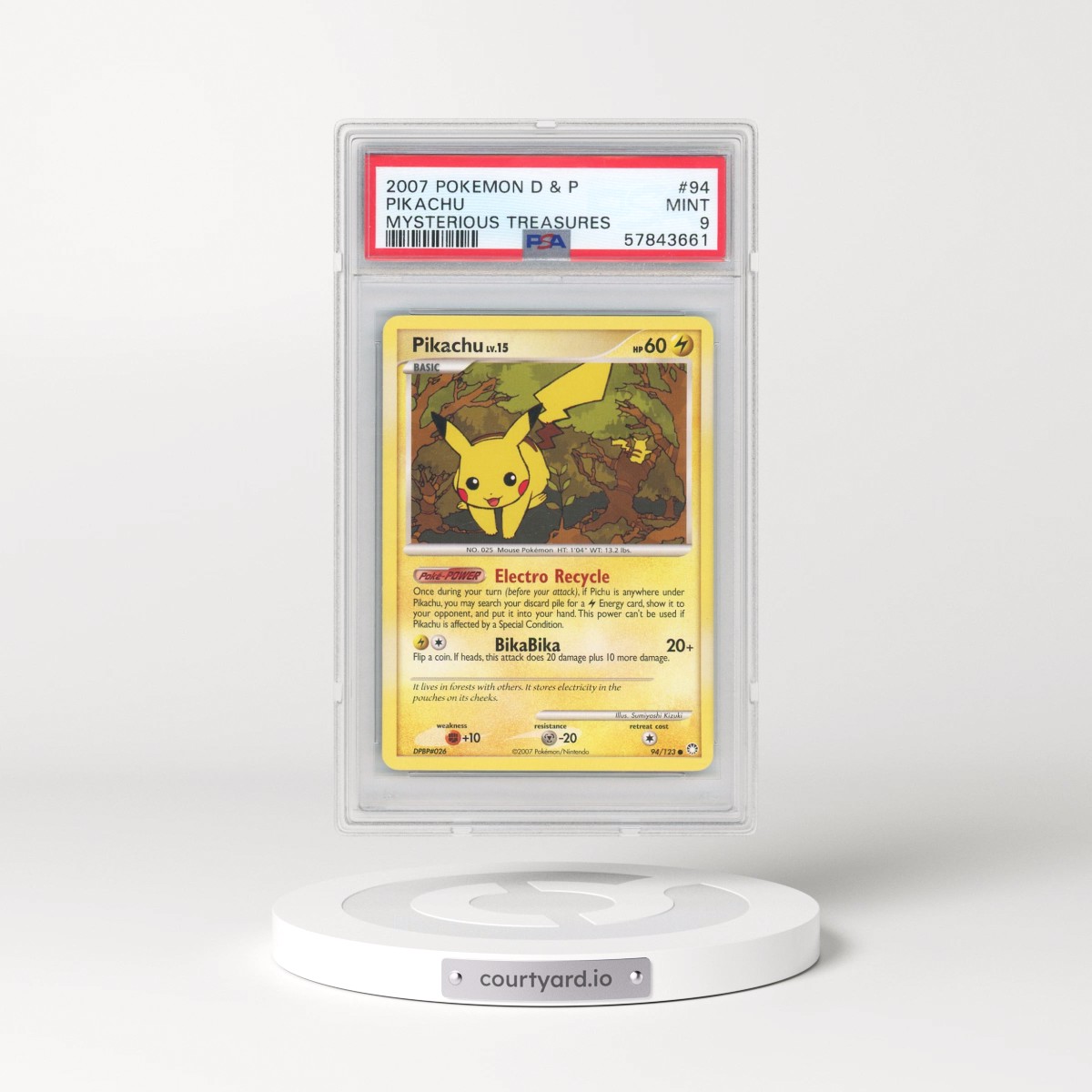 2007 Pokémon Diamond & Pearl Mysterious Treasures #94 Pikachu (PSA 9 MINT)