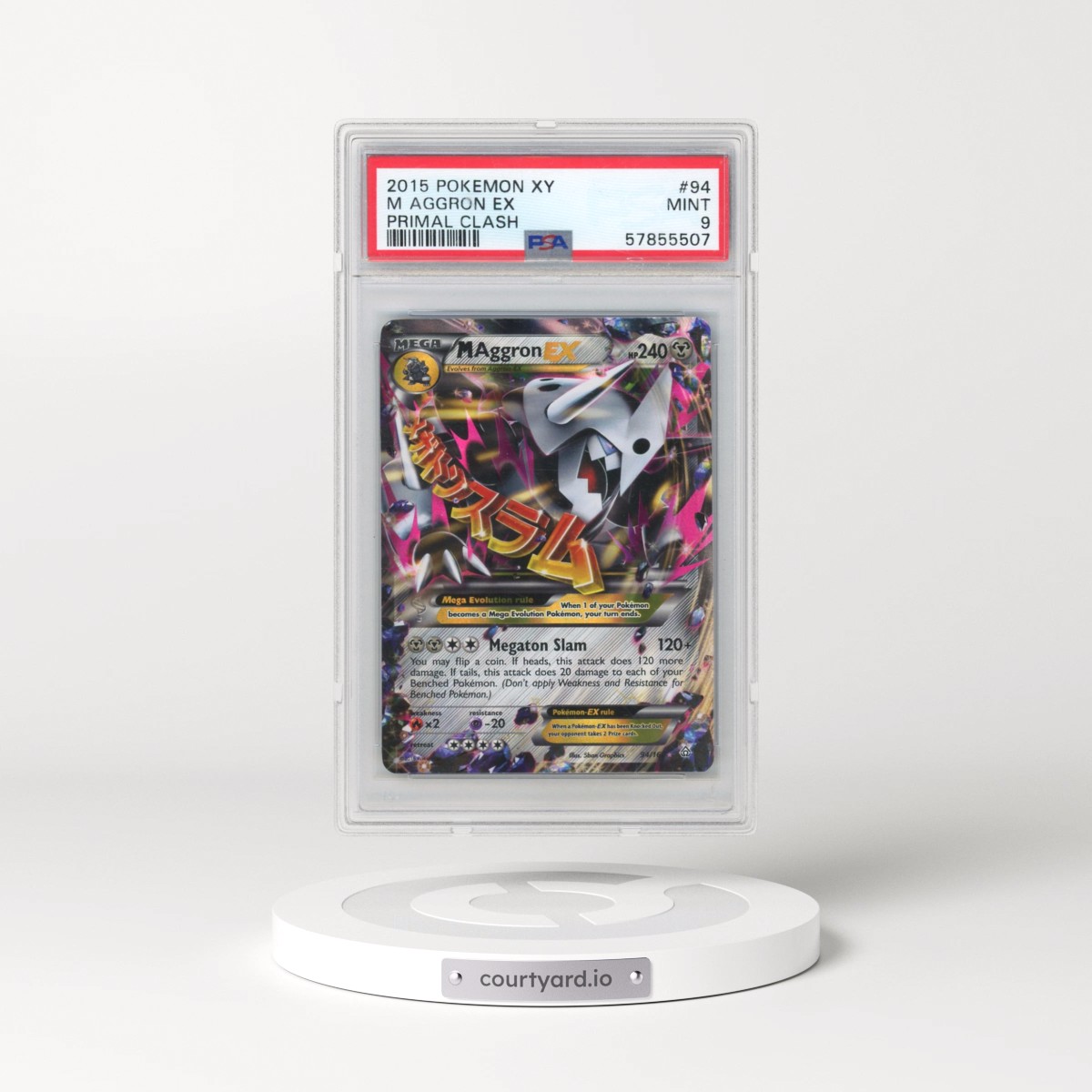 2015 Pokémon XY Primal Clash #94 M Aggron EX - Holo (PSA 9 MINT)