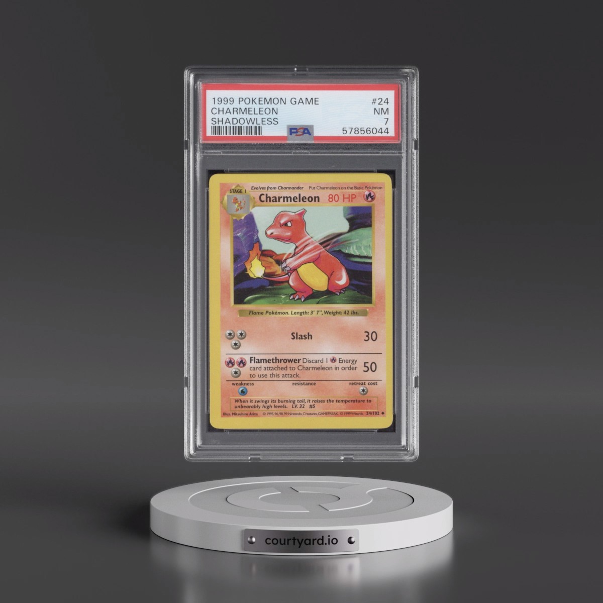 1999 Pokémon Game #24 Charmeleon - Shadowless (PSA 7 NM)