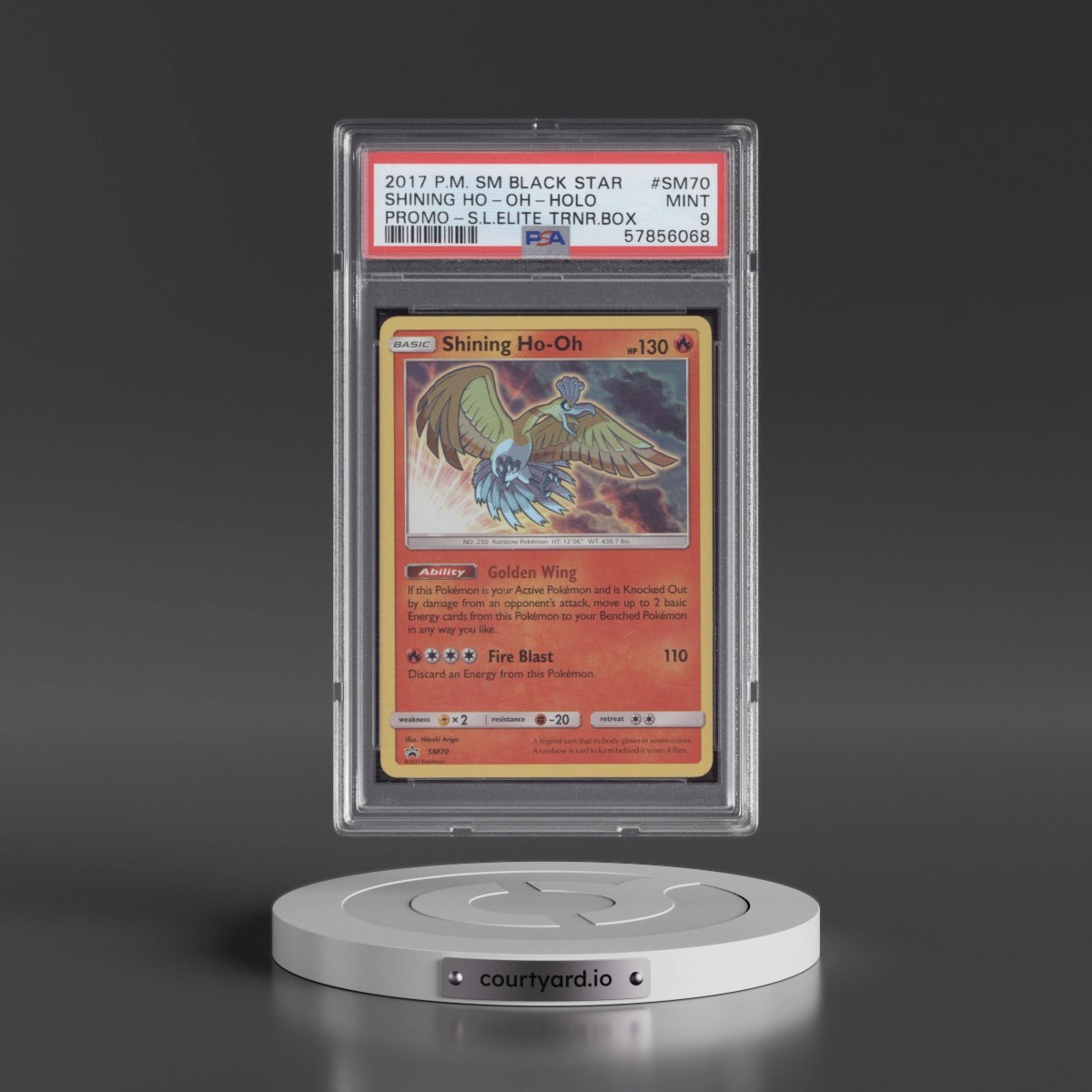 2017 Pokémon SM Black Star Promo #SM70 Shining HO-Oh - Holo Holo Shining Legends Elite Trainer Box (PSA 9 MINT)