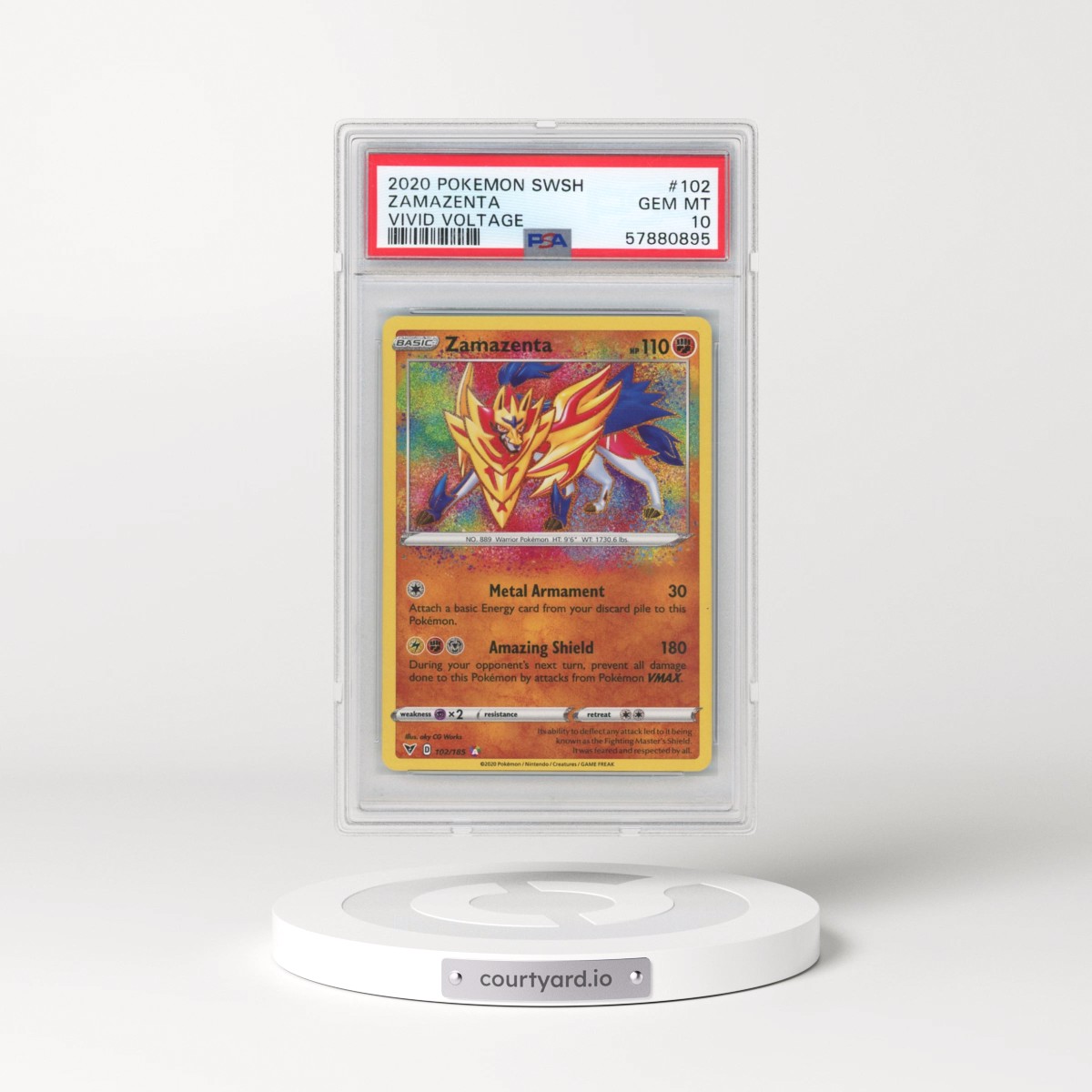 2020 Pokémon Sword & Shield Vivid Voltage #102 Zamazenta (PSA 10 GEM MINT)