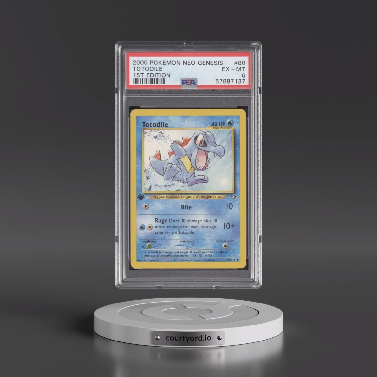 2000 Pokémon Neo Genesis #80 Totodile - 1st Edition (PSA 6 EX-MT)