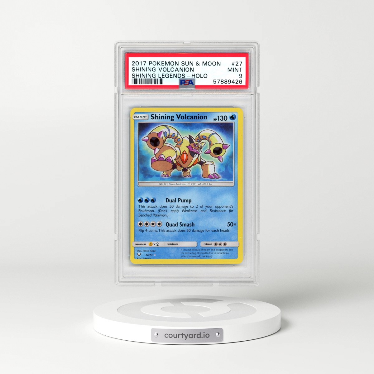 2017 Pokémon Sun & Moon Shining Legends #27 Shining Volcanion - Holo Holo (PSA 9 MINT)
