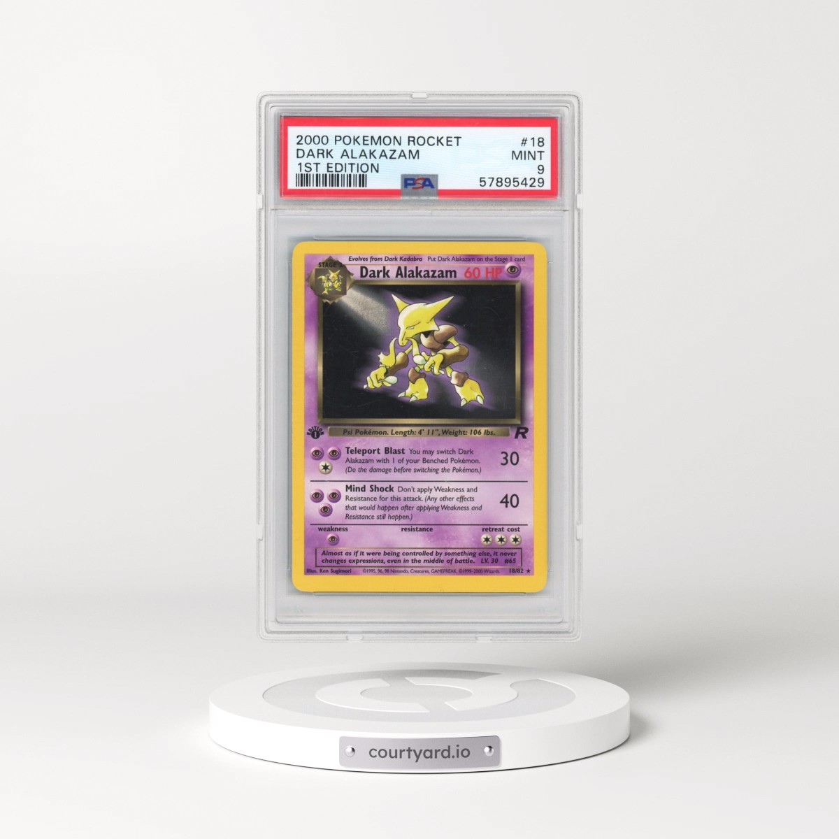 2000 Pokémon Rocket #18 Dark Alakazam - 1st Edition (PSA 9 MINT)