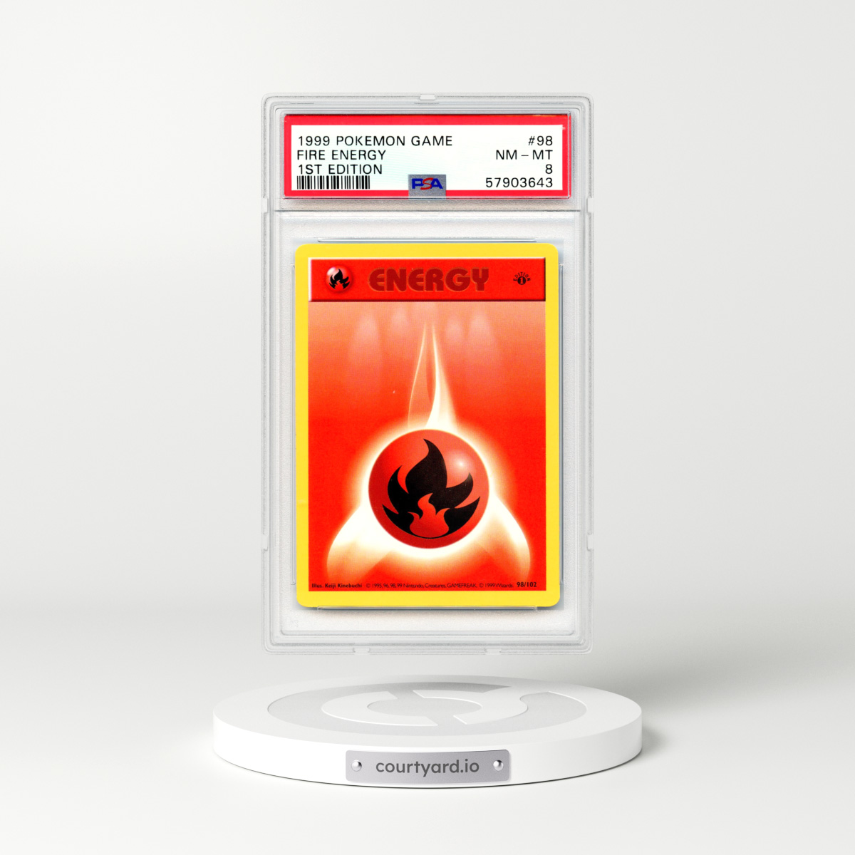 1999 Base Set #98 Fire Energy - 1st Edition (PSA 8 NM-MT)