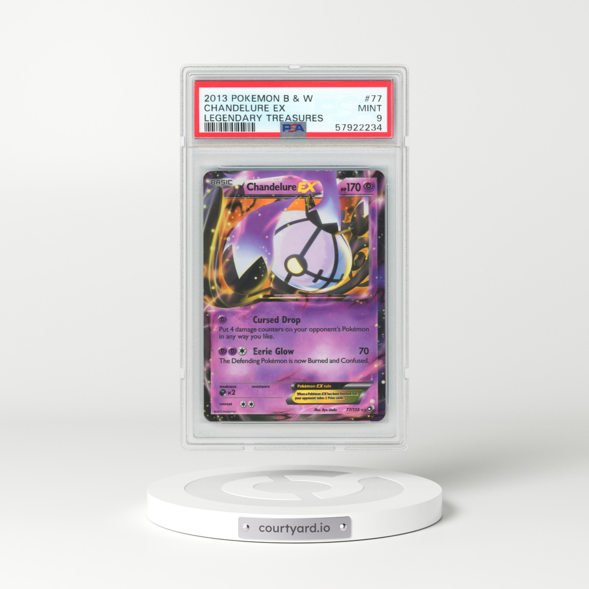 2013 Pokémon Black & White Legendary Treasures #77 Chandelure EX - Holo (PSA 9 MINT)