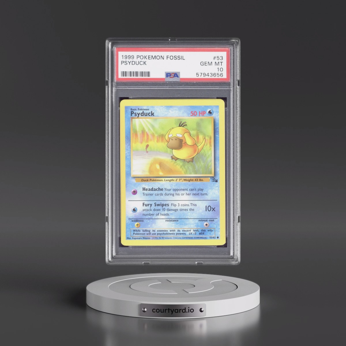1999 Pokémon Fossil #53 Psyduck (PSA 10 GEM MINT)