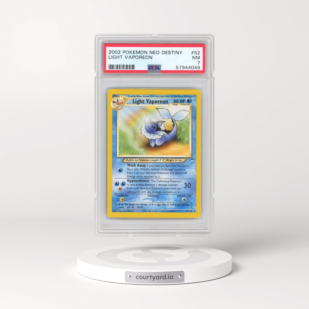 2002 Pokémon Neo Destiny #52 Light Vaporeon (PSA 7 NM)