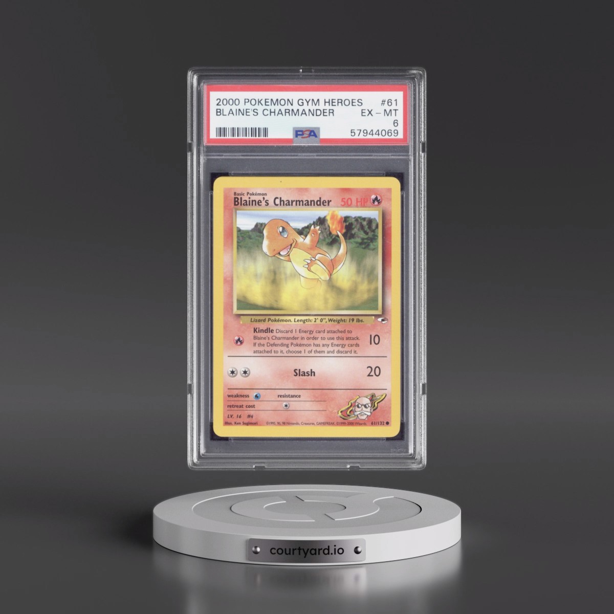 2000 Pokémon Gym Heroes #61 Blaine's Charmander (PSA 6 EX-MT)