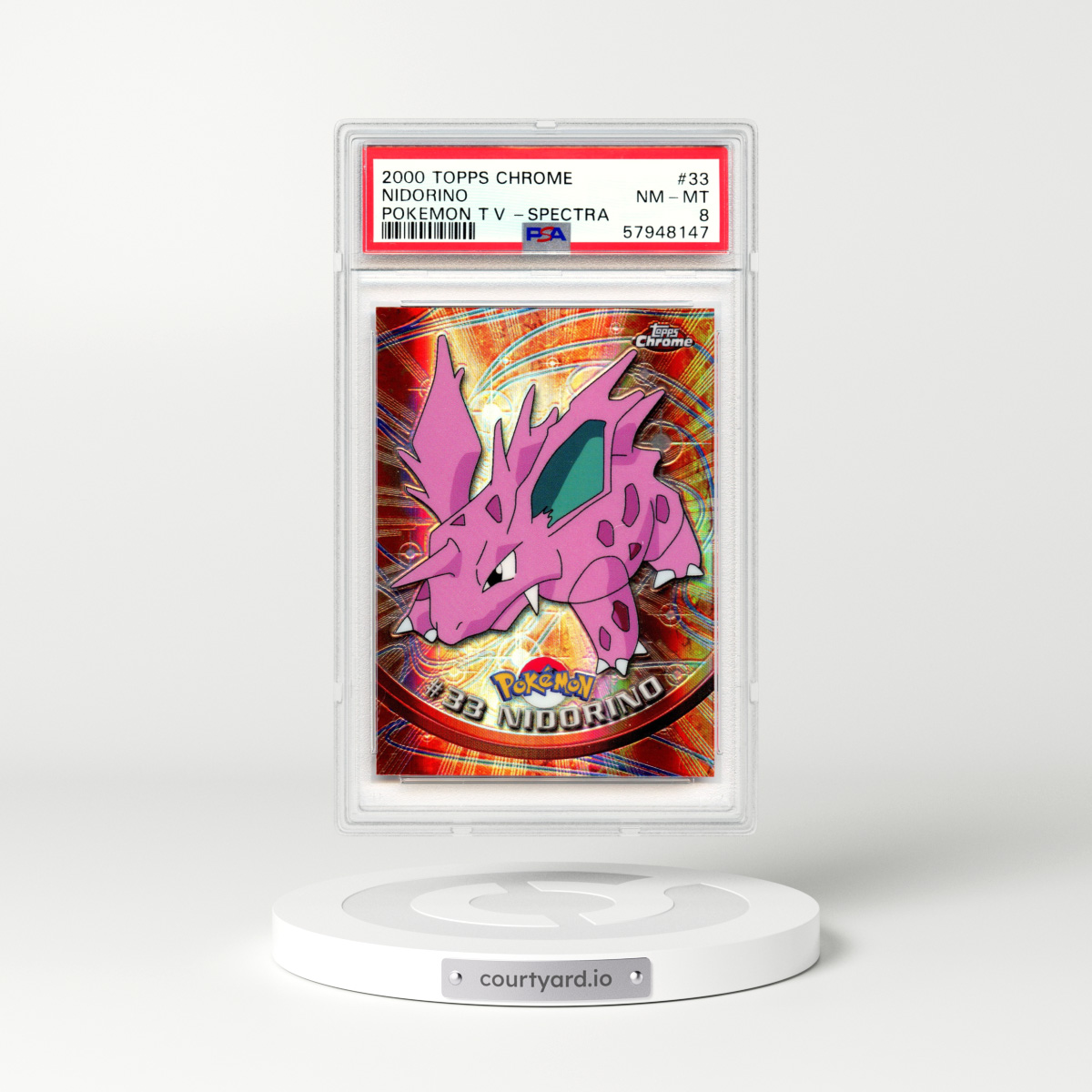 2000 Topps Pokemon #33 Nidorino - Full Art Holo Chrome (PSA 8 NM-MT)