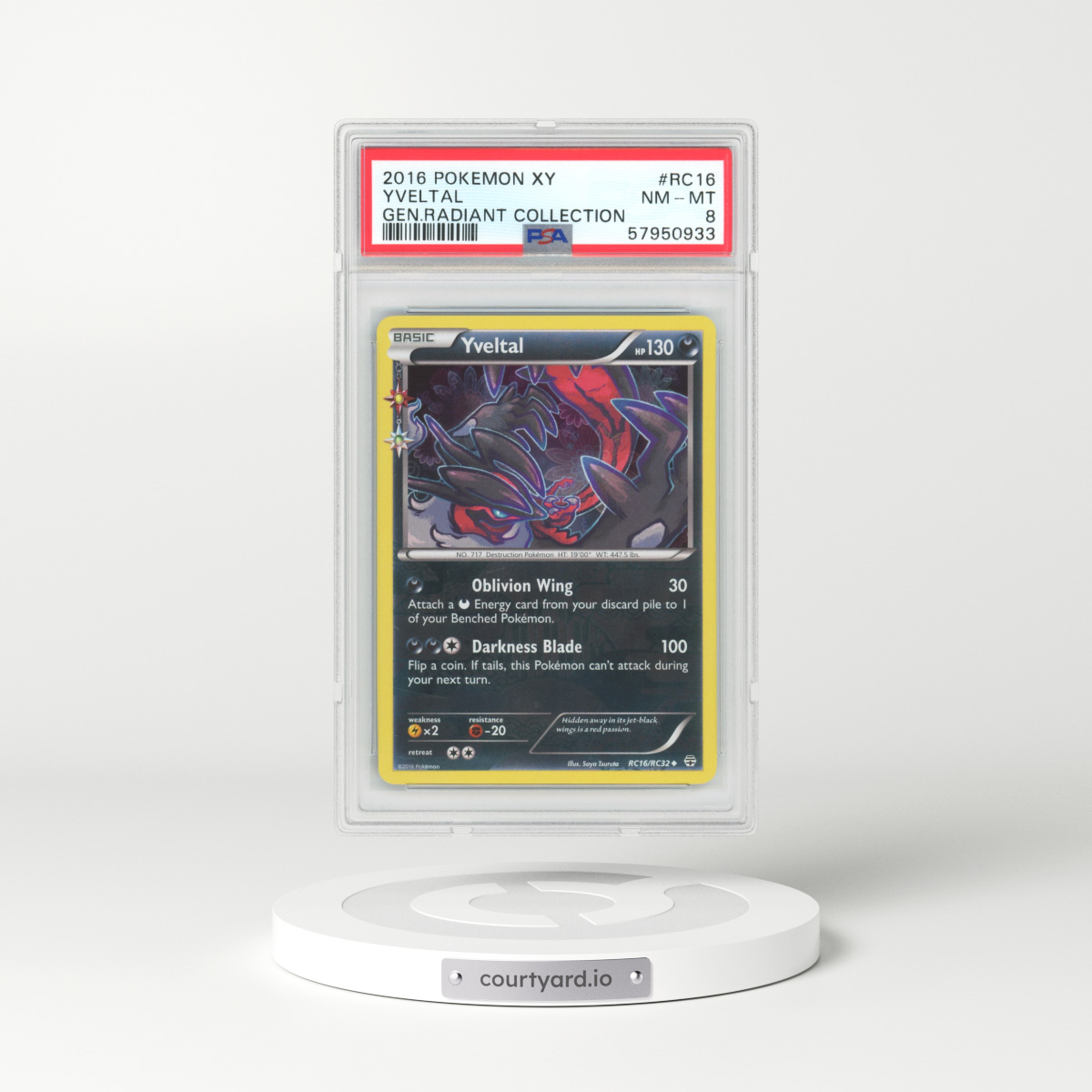 2016 Radiant Collection #RC16 Yveltal (PSA 8 NM-MT)