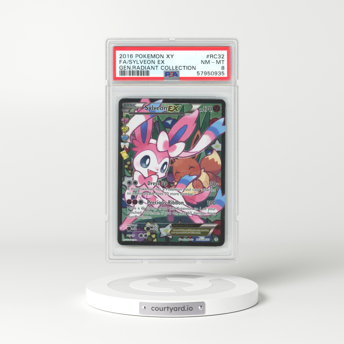 2016 Radiant Collection #RC32 Sylveon Ex - Full Art Holo (PSA 8 NM-MT)