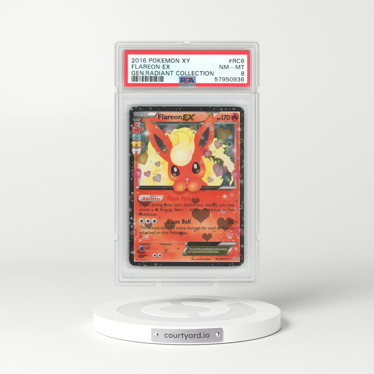 2016 Radiant Collection #RC6 Flareon EX - Holo (PSA 8 NM-MT)