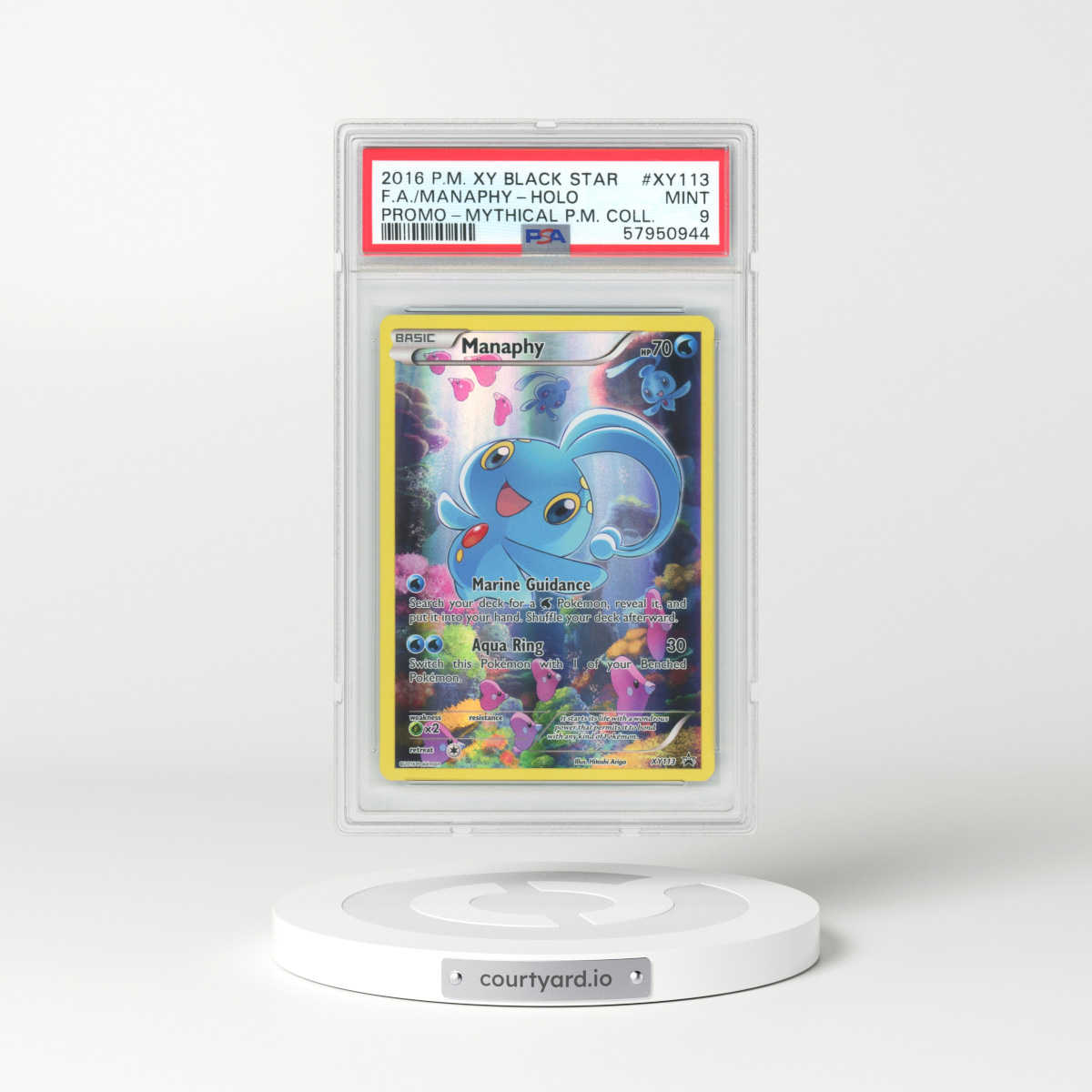 2016 XY Promos #XY113 Manaphy - Full Art Holo (PSA 9 MINT)