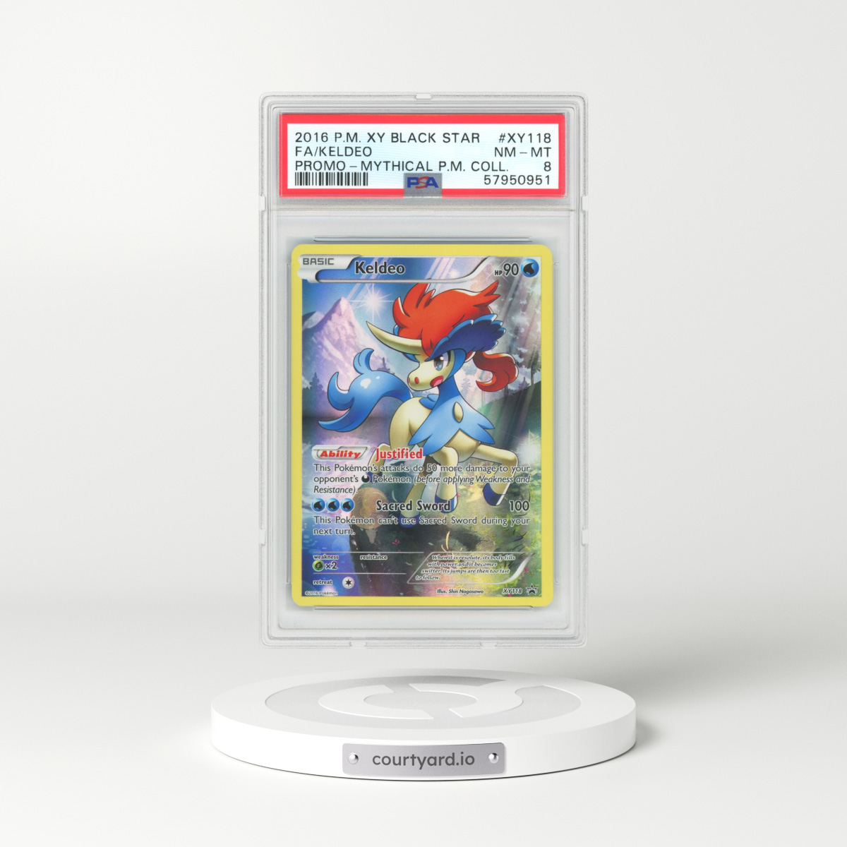 2016 XY Promos #XY118 Keldeo - Full Art (PSA 8 NM-MT)
