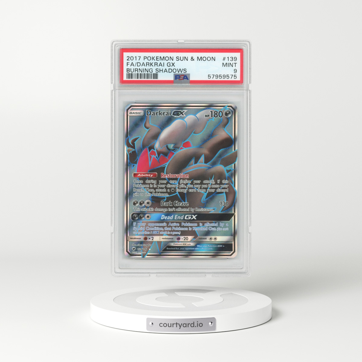 2017 Burning Shadows #139 Darkrai GX - Full Art Holo (PSA 9 MINT)