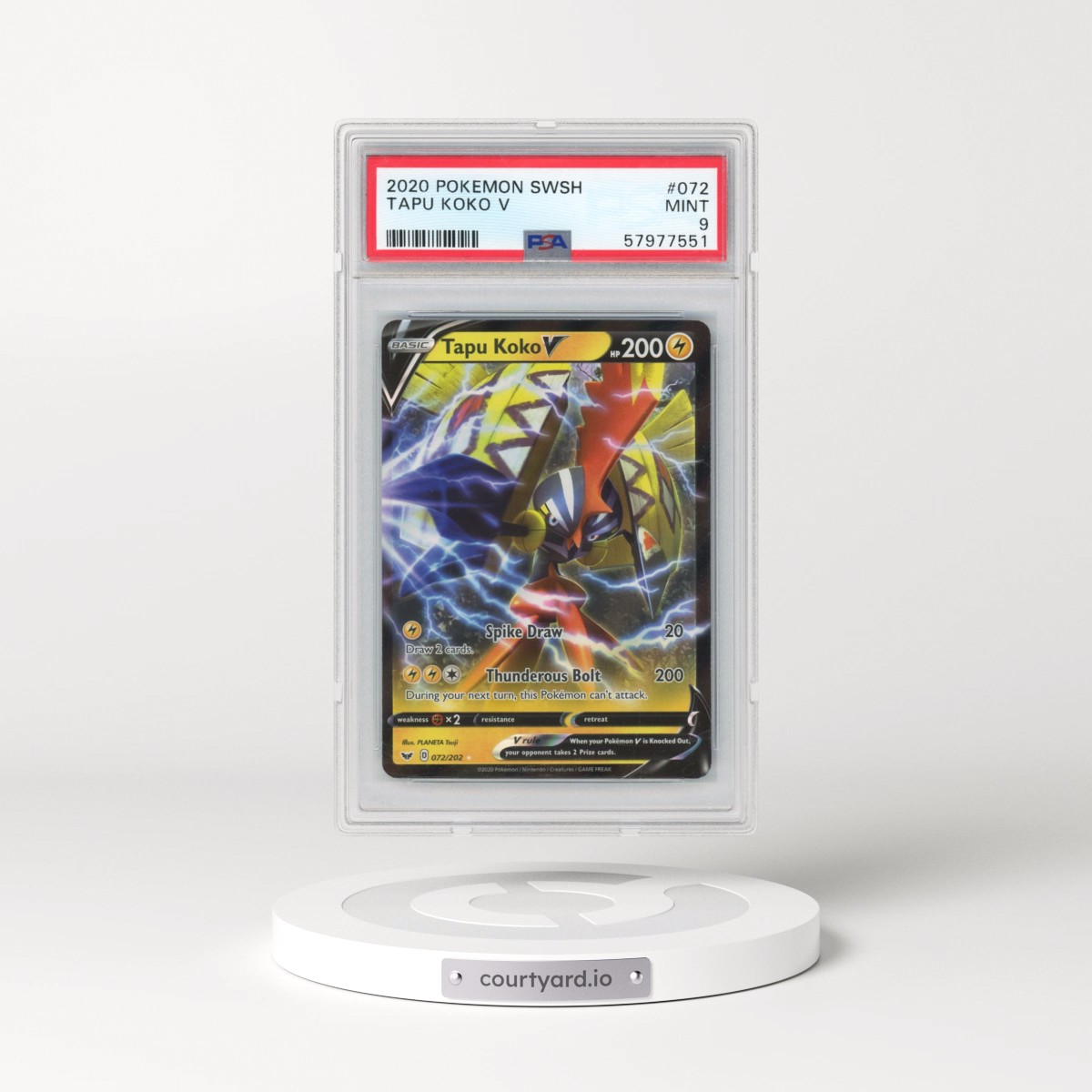 2020 Pokémon Sword & Shield #072 Tapu Koko V - Holo (PSA 9 MINT)