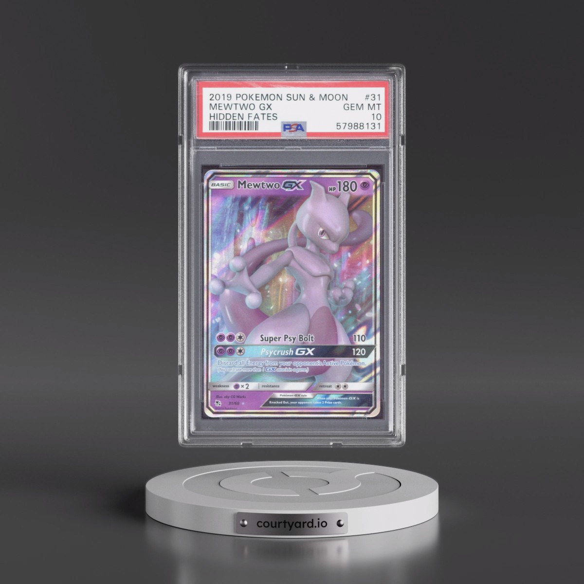 2019 Pokémon Sun & Moon Hidden Fates #31 Mewtwo GX - Holo (PSA 10 GEM MINT)