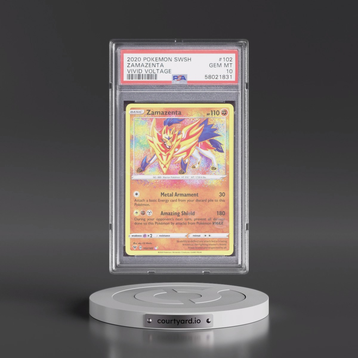 2020 Pokémon Sword & Shield Vivid Voltage #102 Zamazenta (PSA 10 GEM MINT)