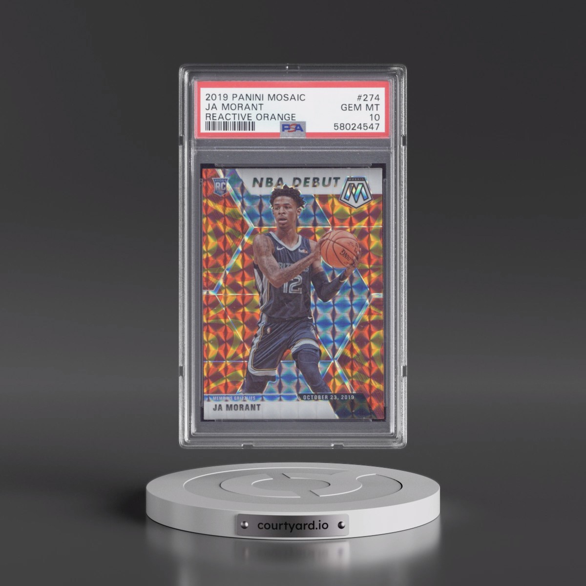 2019 Panini Mosaic #274 Ja Morant - Reactive Orange (PSA 10 GEM MINT)