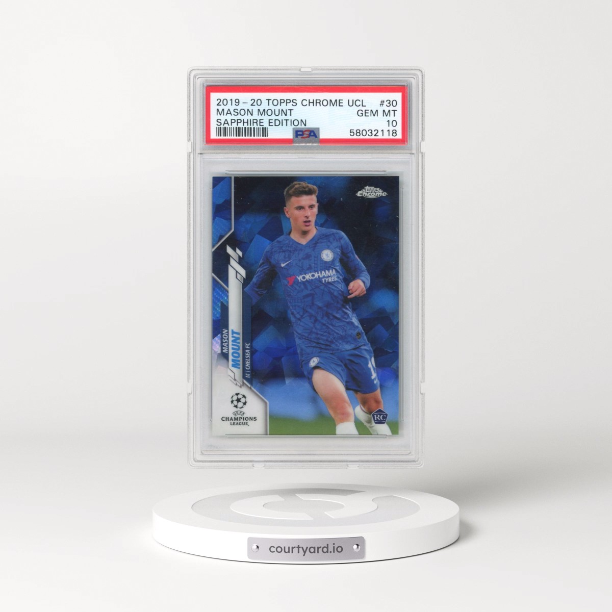 2019 Topps Chrome UEFA Champions League Sapphire Edition #30 Mason Mount (PSA 10 GEM MINT)