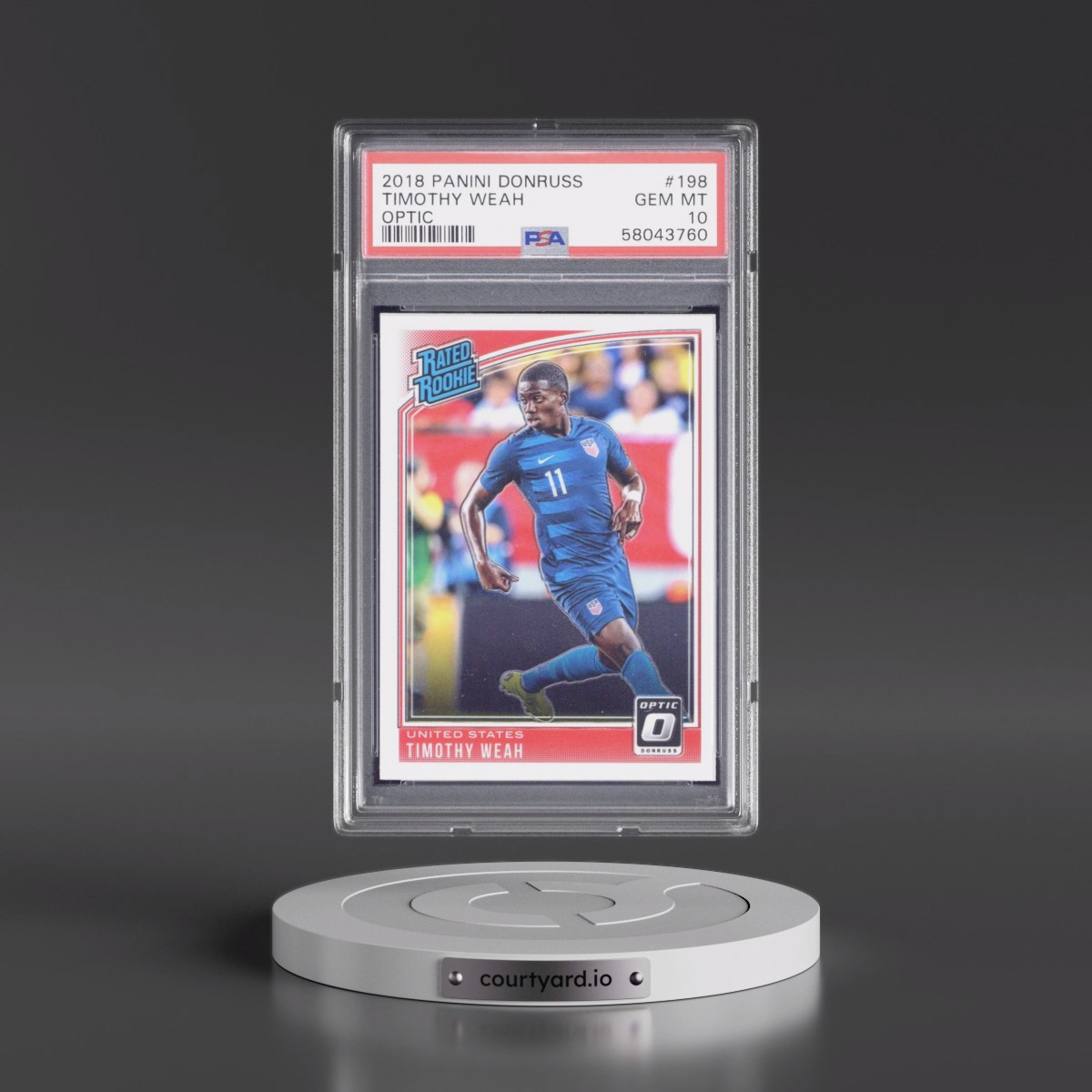 2018 Panini Donruss #198 Timothy Weah - Optic (PSA 10 GEM MINT)
