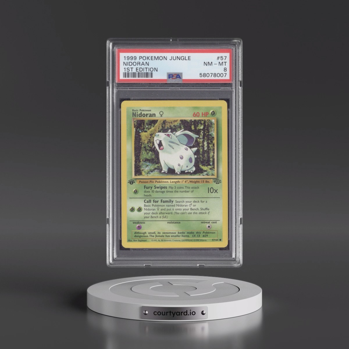 1999 Pokémon Jungle #57 Nidoran - 1st Edition (PSA 8 NM-MT)