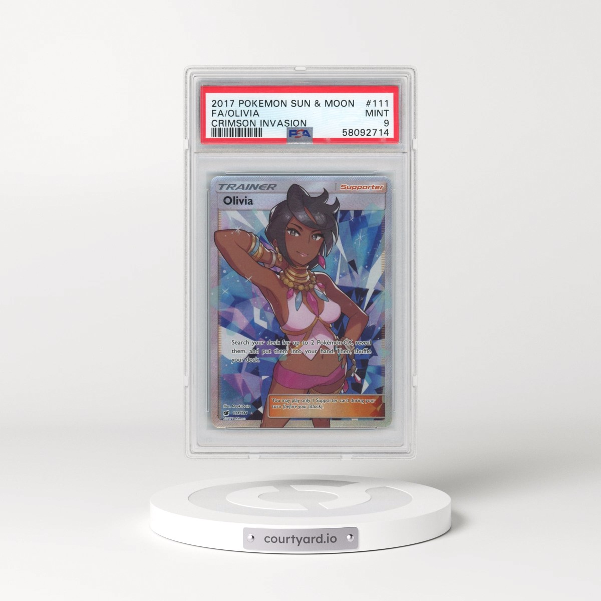 2017 Pokémon Sun & Moon Crimson Invasion #111 Olivia - Full Art (PSA 9 MINT)