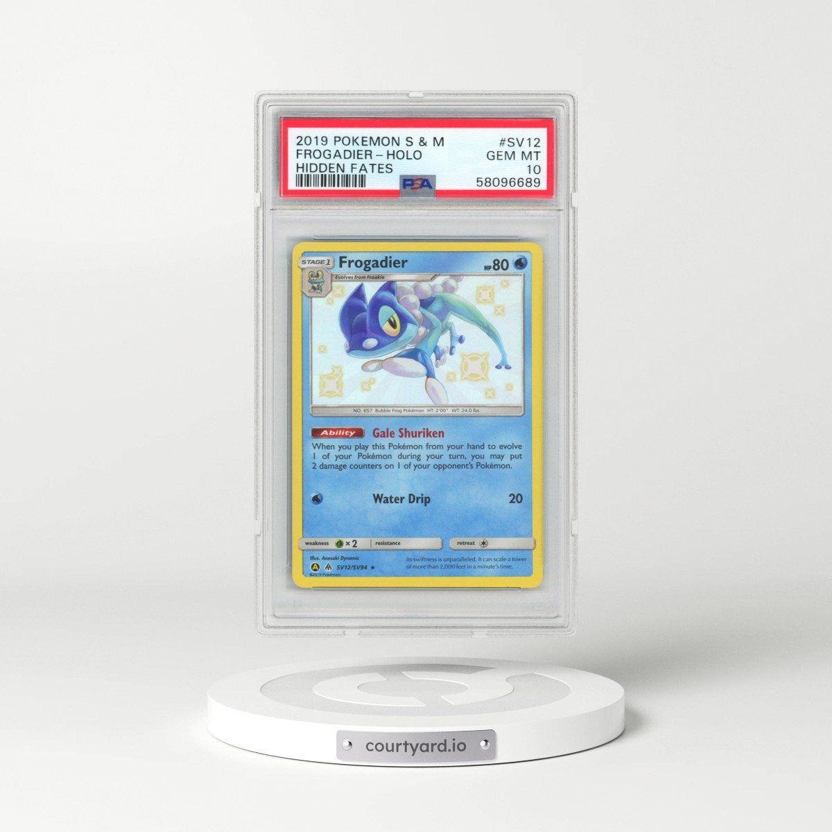 2019 Pokémon Sun & Moon Hidden Fates #SV12 Frogadier - Holo (PSA 10 GEM MINT)