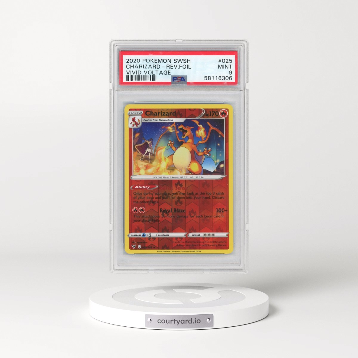 2020 Pokémon Sword & Shield Vivid Voltage #025 Charizard - Reverse Foil (PSA 9 MINT)