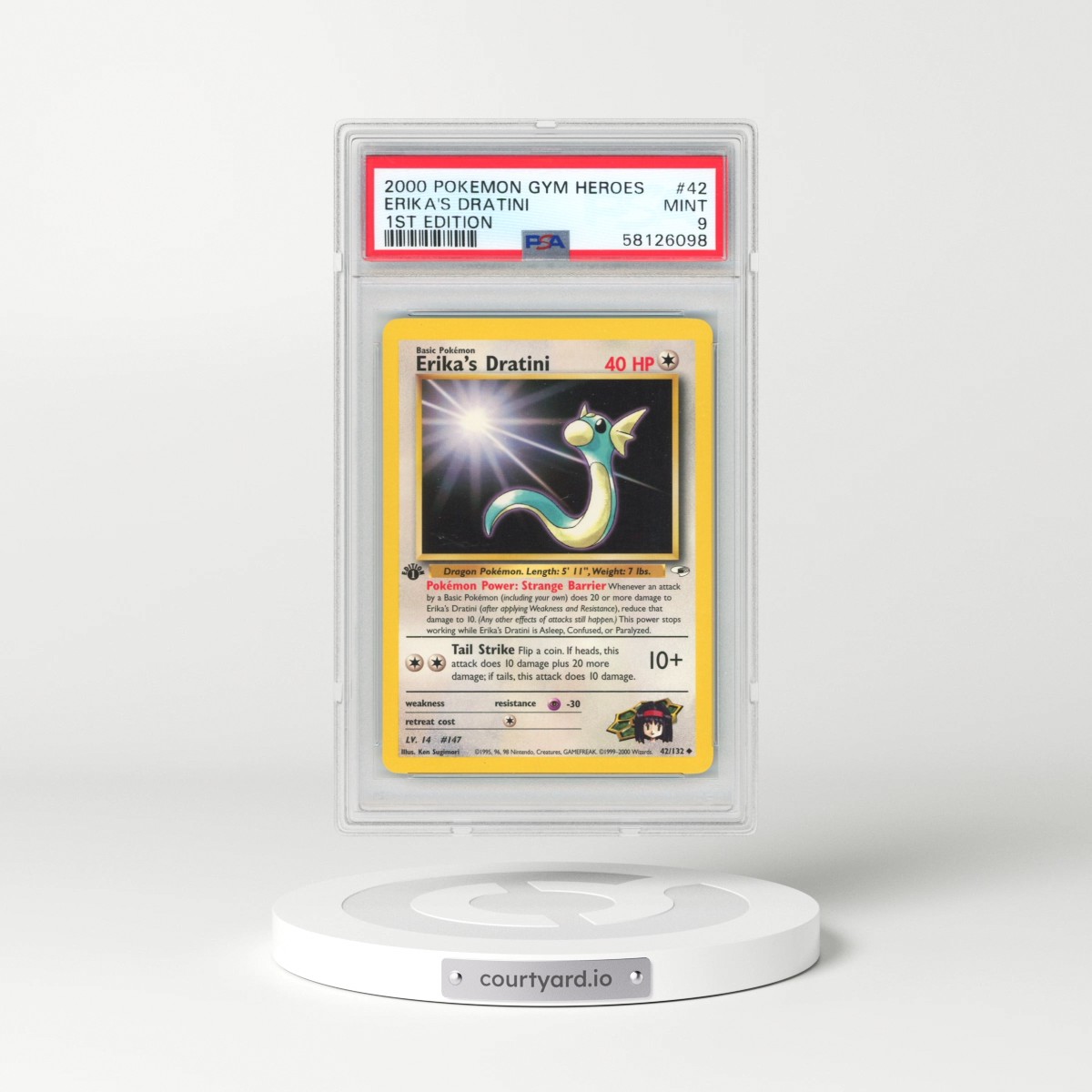 2000 Pokémon Gym Heroes #42 Erika's Dratini - 1st Edition (PSA 9 MINT)