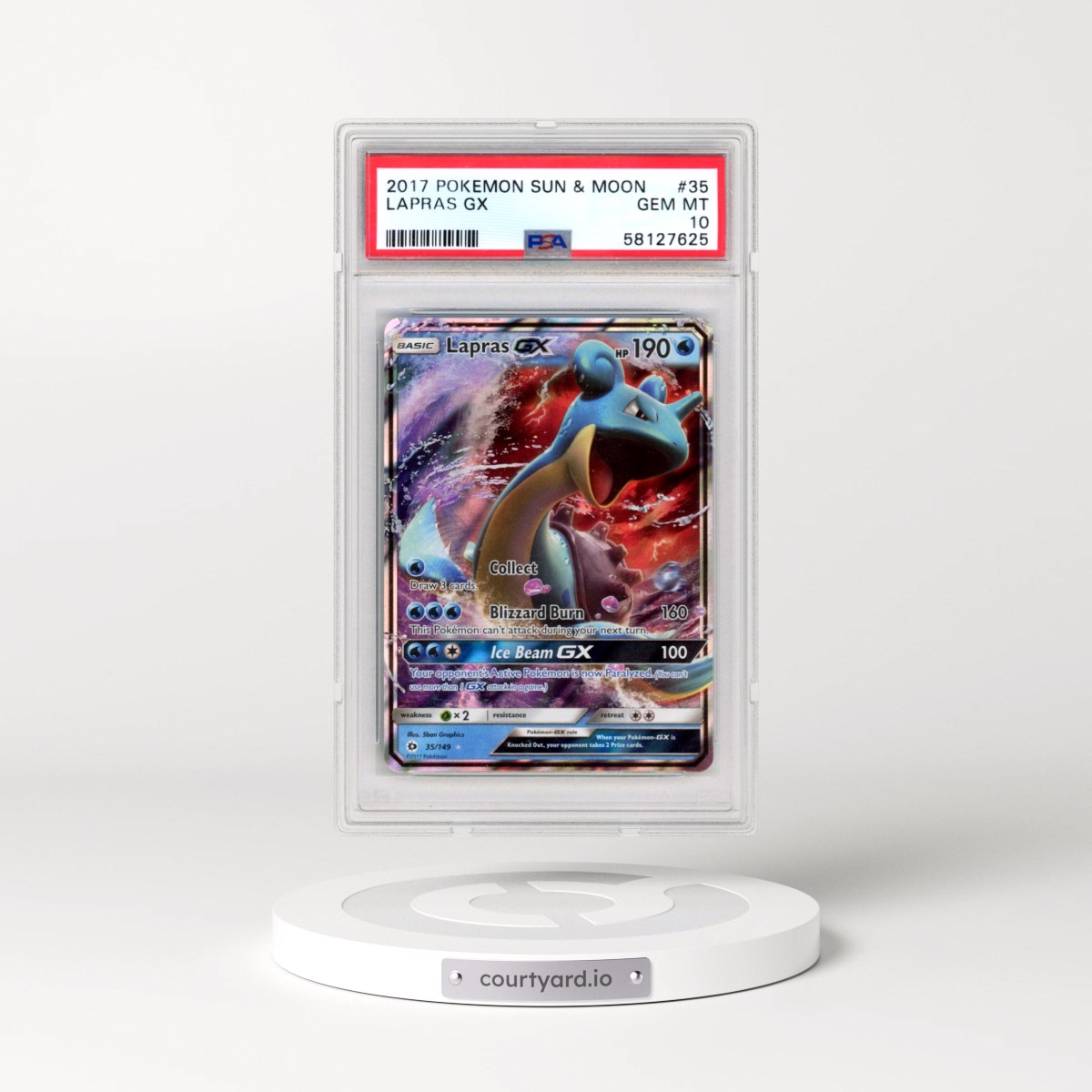 2017 Pokémon Sun & Moon #35 Lapras GX - Holo (PSA 10 GEM MINT)