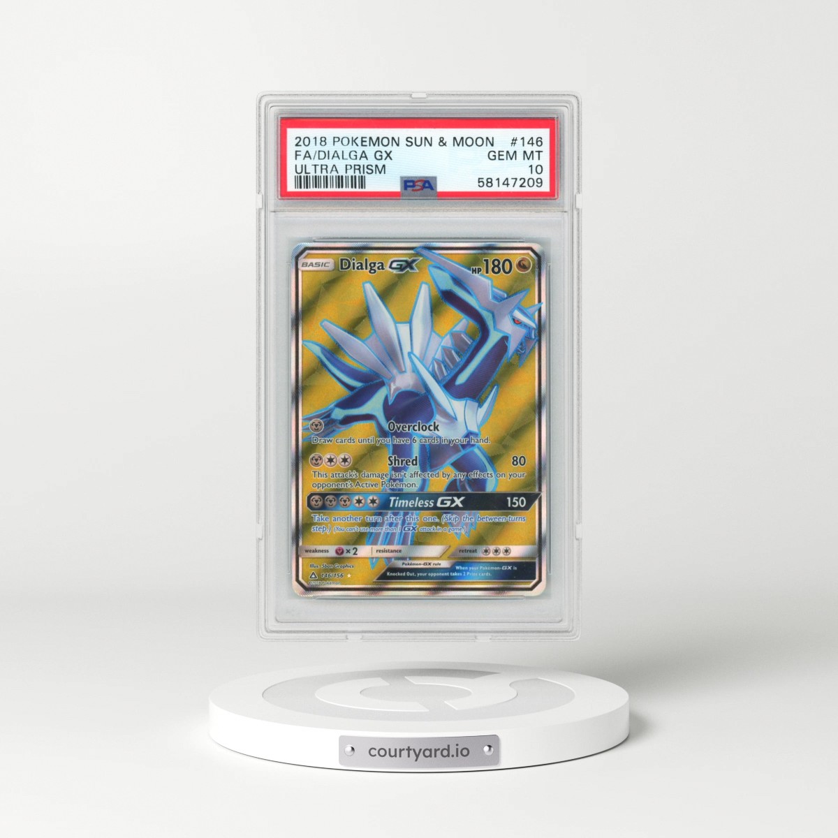 2018 Pokémon Sun & Moon Ultra Prism #146 Dialga GX - Holo Full Art (PSA 10 GEM MINT)